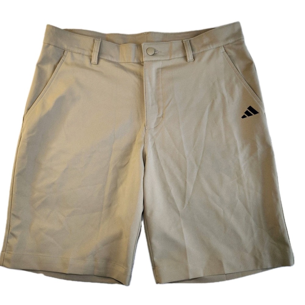 ADIDAS Golf Chino Shorts‎ Men's 32 Khaki Beige Black 3-striped Athletic NEW